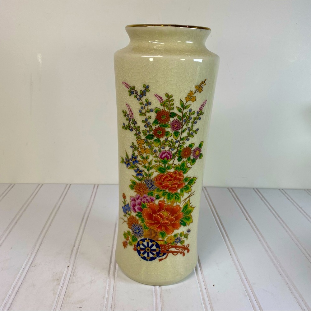 Antique Japanese Hand painted floral vase